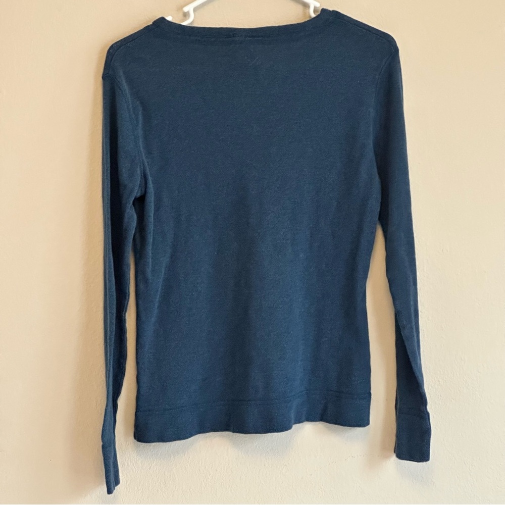North Face Medium Blue Long Sleeve Thermal Knit Top Gorpcore‎ Cabincore Outdoor - Picture 2 of 8